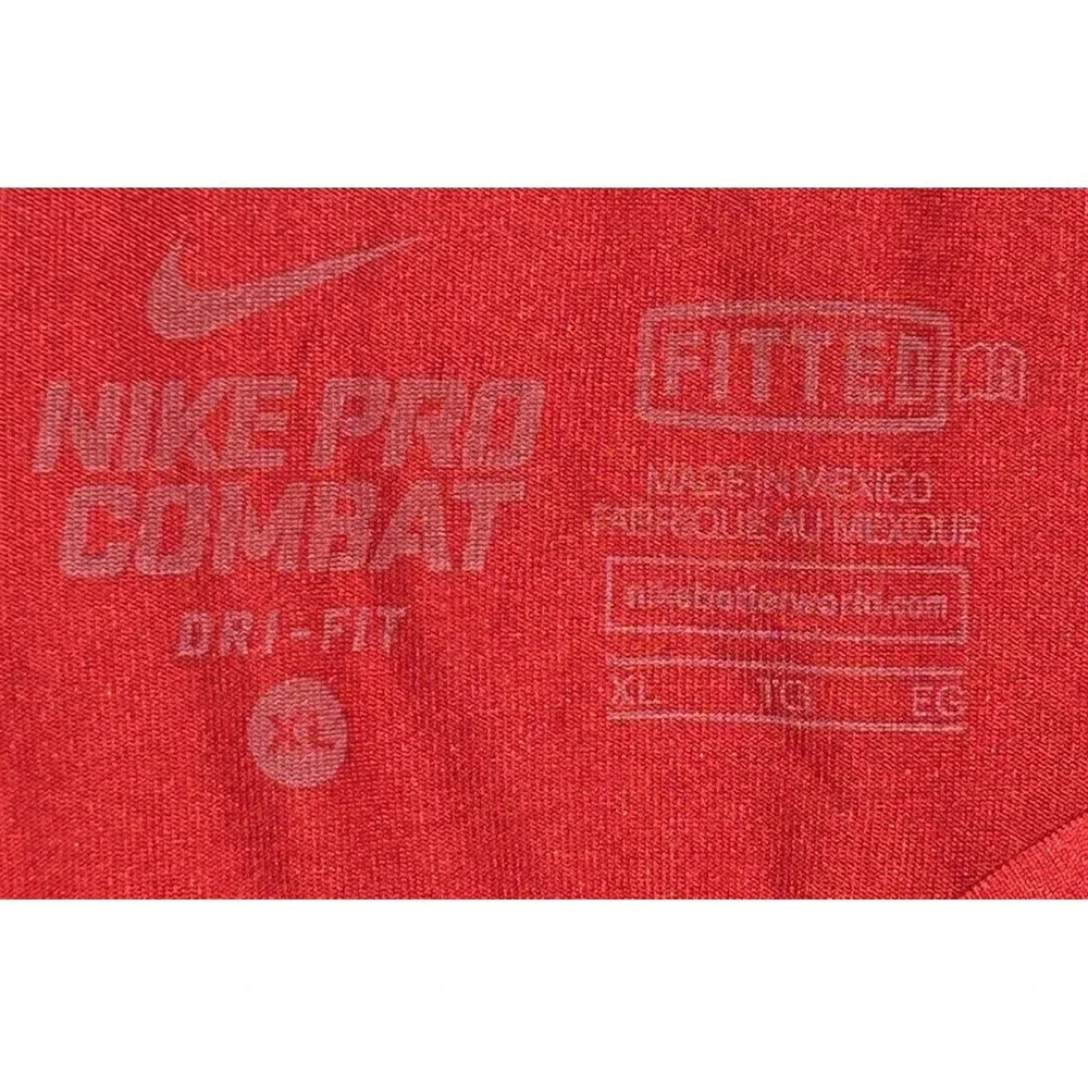 Nike‎ Pro Combat Shirt Boys XL Red Dri-Fit Fitted Training Athletic Youth Sports